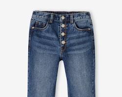 Jeans poches plaquées pour hanches larges