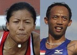 Dedeh Erawati (kiri) dan Suryo Agung (Kanan). (ANTARA). Berita Terkait - 20091217103732-pelari1712