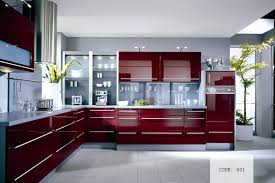 Maroon minimalist kitchen