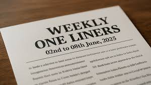 Weekly One Liners 02nd to 08th June, 2025