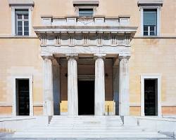 Βουλή των Ελλήνων εξωτερική όψη, δημιουργία από AI