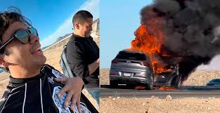 Camioneta de los influencers Pepe y Teo se incendia camino a Mexicali; fue pérdida total