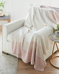 Crafted by Catherine Heathered Border Cozy Knit Throw Blanket 60" x 70" Inches, Soft Comfy Decorative Throw for Couch Bed Sofa Travel, Stripe Cream and Blush : Home & Kitchen - Amazon.com