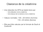 Calcul de la clairance de la cratinine selon les formules de