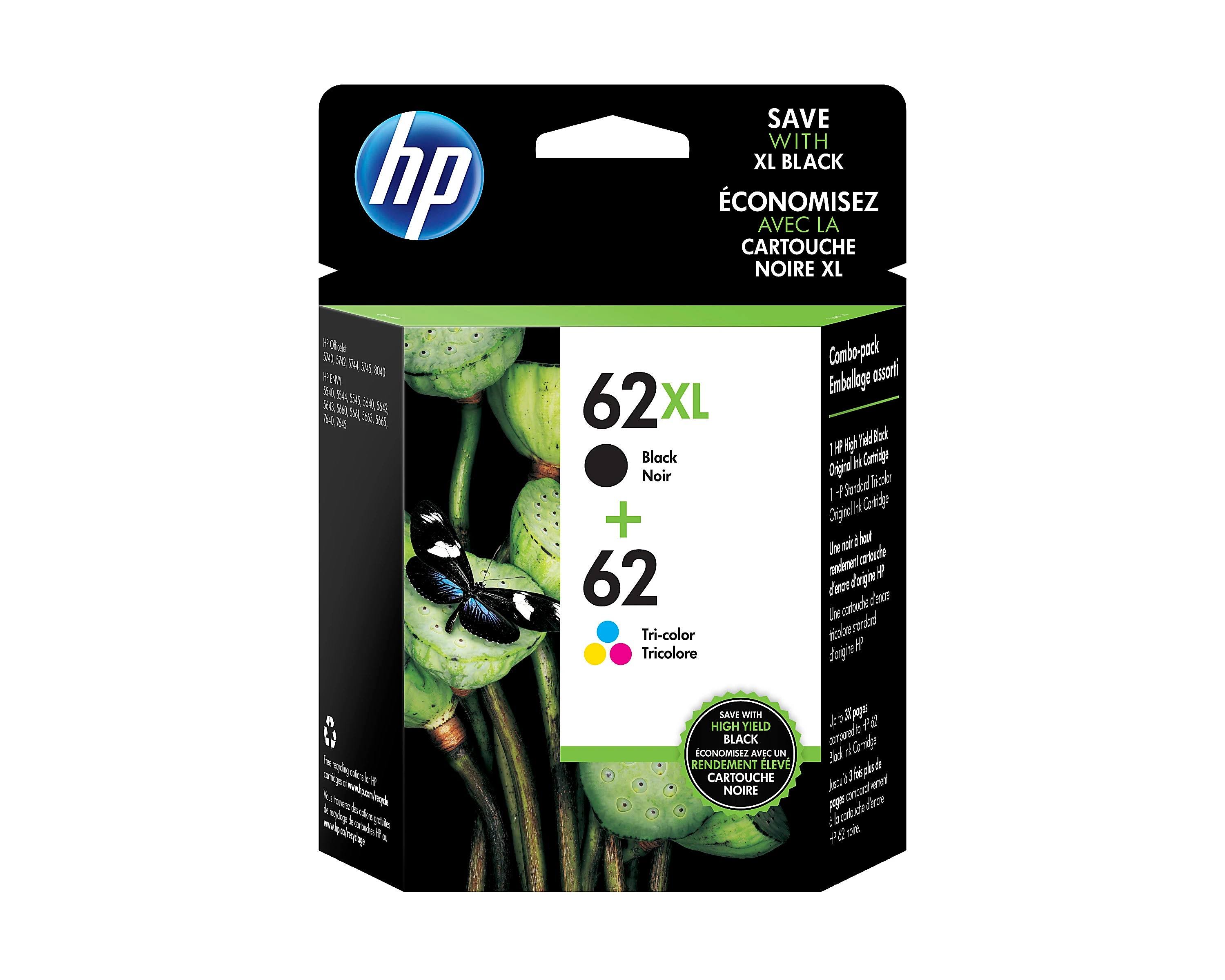 HP 62XL Black/62 Tri-Color Ink Cartridges n9h67fn
