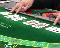 Gambar Baccarat table with cards