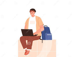 Image of student with a backpack surfing