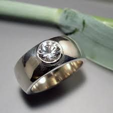 White Topaz Wide Domed Ring, White Topaz Wide Wedding Band, Sterling Silver - Etsy Canada