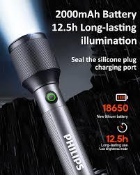 PHILIPS 24W Zoomable LED Flashlight Torch 1000 LM, 2000mAh ...