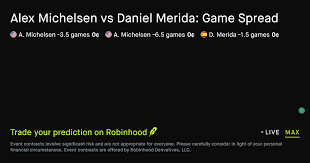 September 4, 2026: Alex Michelsen vs Daniel Merida: Game Spread Tennis Prediction Market
