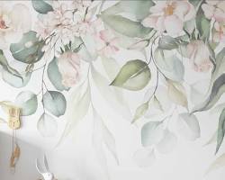 Image of Floral murals wallpaper for girls' bedroom