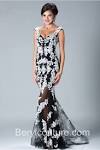 Black and white long evening dresses