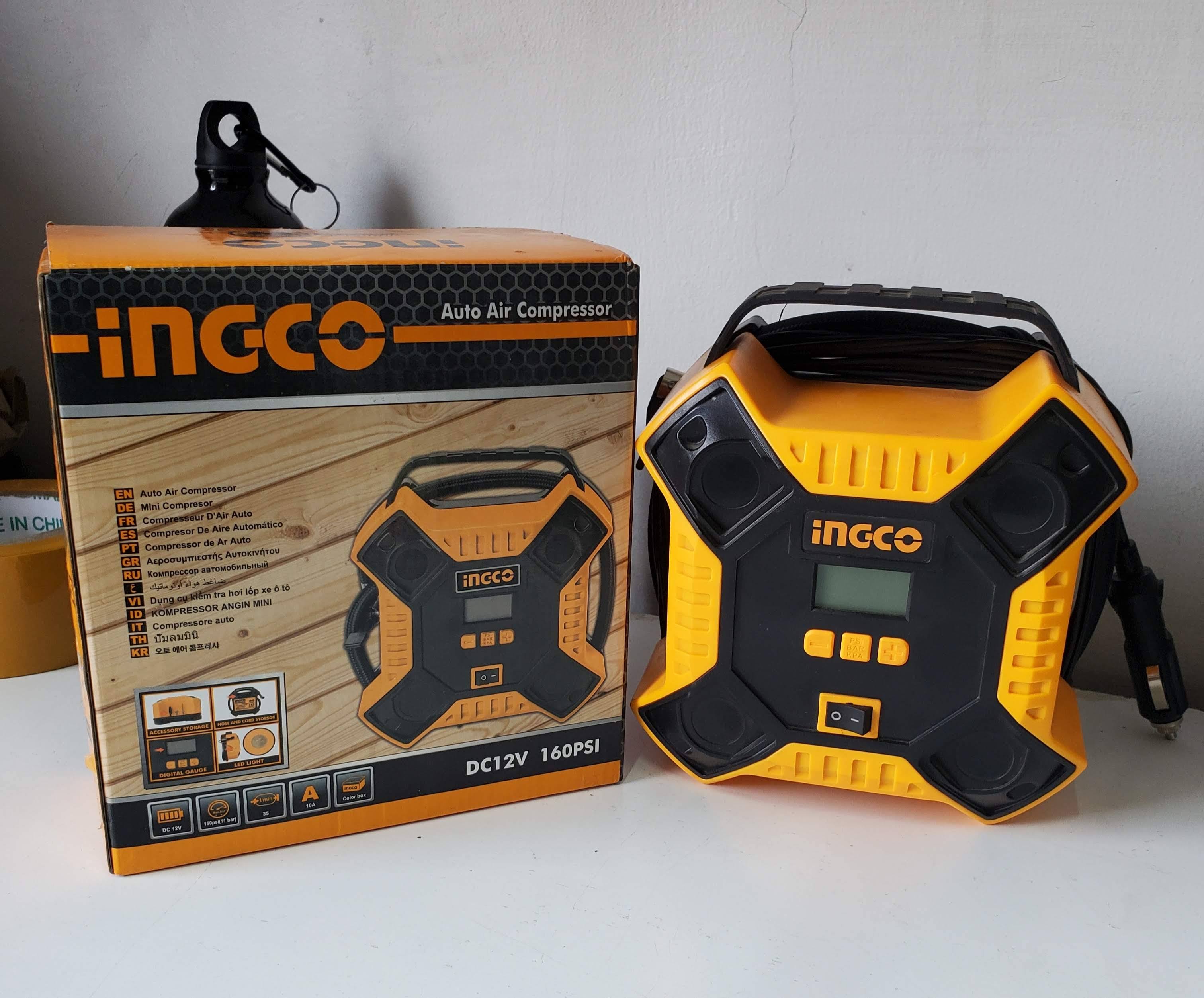 12V portable tyre inflator with nozzles