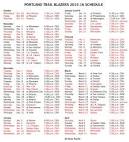SCHEDULE Portland Trail Blazers