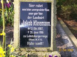 Grab von Jakob Kleemann (13.10.1882-26.06.1916), Friedhof Bargebur