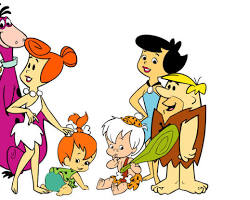 Flintstones 1960 animated TV series Fred Flintstone Barney Rubble Wilma Betty Dino Bedrock stone age aesthetic ABC television stills HannaBarbera, AI generated
