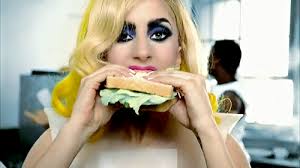“I&#39;m on a very strict healthy pop star diet. I don&#39;t eat bread, just vegetables, salad and fish. Eating like that is much better for me anyway but on ... - lady_gaga_eating_a_sandwich