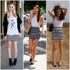 Resultado de imagem para looks shorts e saias listrados