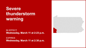 Update: Thunderstorms with damaging winds in Greene and Washington counties Wednesday – winds gusting up to 60 mph