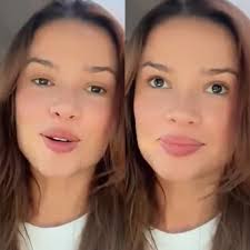 Duas fotos de Virginia Fonseca, influenciadora brasileira, em close-up, com expressão facial neutra e sorrindo levemente.