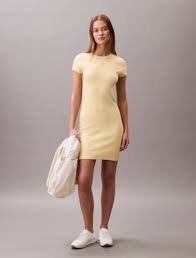 Cotton Contour Rib Monogram Logo Mini Dress | Calvin Klein