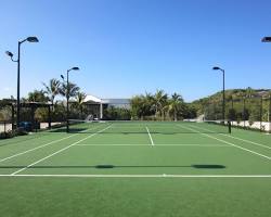 Image of tennis court with artificial grass flooring