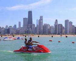 Image of Oak Street Beach Chicago jet skiing