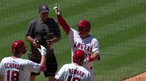 Mike Trout celebrating 1000th career RBI
