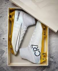 ronaldo nike cleats gold white