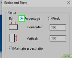 תמונה של Paint Resize and Skew window with percentage and pixel options