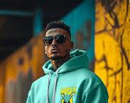 Afbeelding van urban street style model wearing oversized hoodie with artistic graphic print