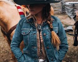 Image of Denim jacket cowgirl outfit