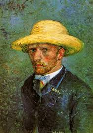 Self-Portrait with Straw Hat - Vincent van Gogh. Artist: Vincent van Gogh. Completion Date: 1887. Place of Creation: Paris, France - self-portrait-with-straw-hat-1887-1