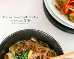 Japchae (Korean Glass Noodle Stir Fry) dish