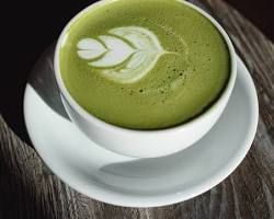 Matcha latte and modern matcha drinks aesthetic food photography, do AI tạo