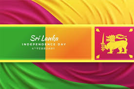 Sri Lanka flag waving on the flagpole on a sky background