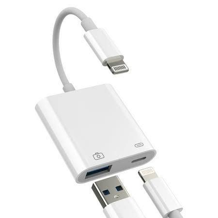Lightning to USB charging Adapter(2in1)for iPhone 14 13 12 11Pro Max for Apple MFi Certified OTG 3.0 Flash Drive Camera Transfer Cable Memory Stick