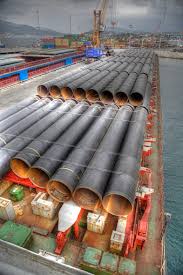 Pipe Loading And Lashing On A Ship Stock Photo - Download ...
