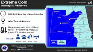 Dangerously cold wind chills expected across Alabama this weekend