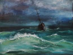 Resultado de imagem para hurricane at sea painting