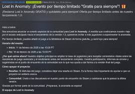 Consigue gratis el videojuego Lost in Anomaly en Steam