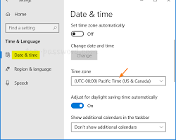 Image of time zone settings window