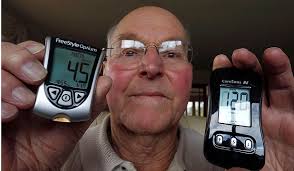 A MATTER OF TIME: Diabetic John Bettany of Richmond with the new CareSens diabetes meter and an older model that it&#39;s replacing. - 9003645