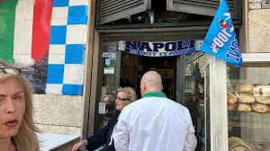 Excited Napoli fans gather before the crucial Napoli vs Cagliari match