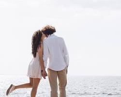 Image of happy couple on a beach vs. a stressedout couple arguing