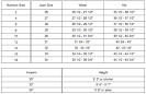 Womens jeans size chart