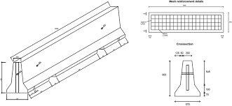 Dimensions of F-shape concrete barrier. | Download ...