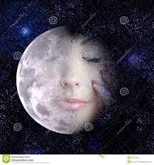 The moon turns into a face of woman in night sky. - moon-turns-face-woman-night-sky-beautiful-34727646