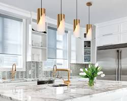 Image of Modern pendant lights over kitchen island