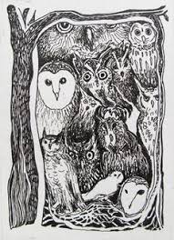 Résultat de recherche d'images pour "owl ink drawing"